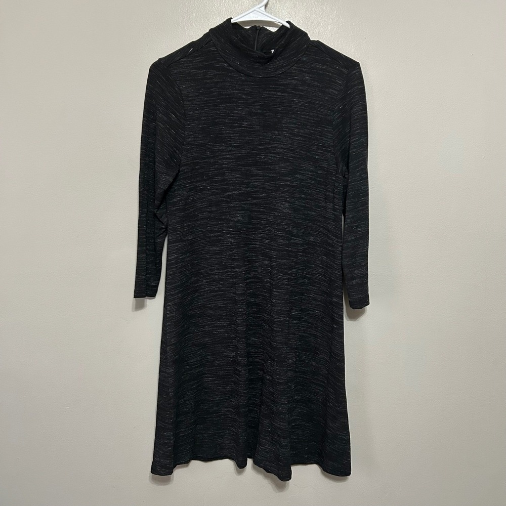 Dalia Mock Neck Dress Women S Grey Black NWT Space Dye 3/4 Sleeve Modest Office
